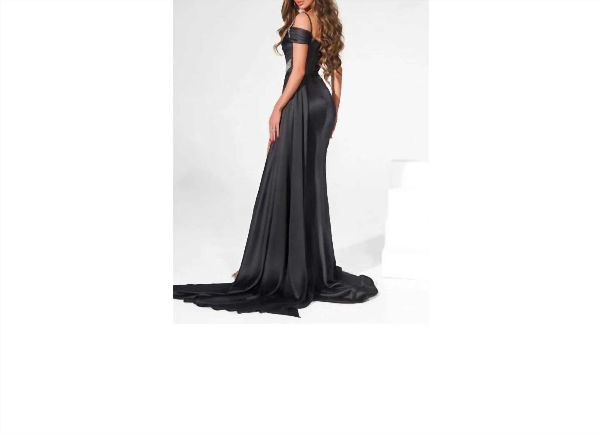 PORTIA&SCARLETT Off Shoulder Dress in black - women's dress - detail view