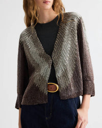 TWP She Talks To Angels Jacket in dark chocolate gunmetal - women's jacket - detail view
