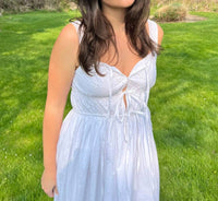 NIBI MTK Louisa Eyelet Midi Dress in white - women's dress - detail view