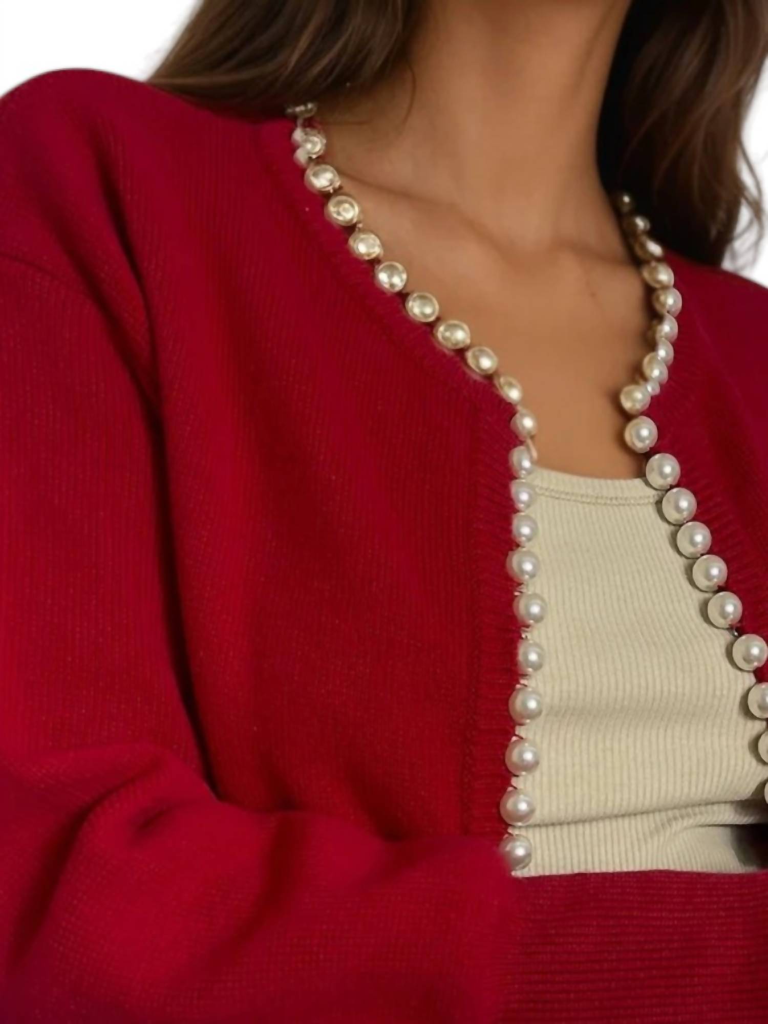 Self-Same - Charlotte Pearl Trim Cardigan