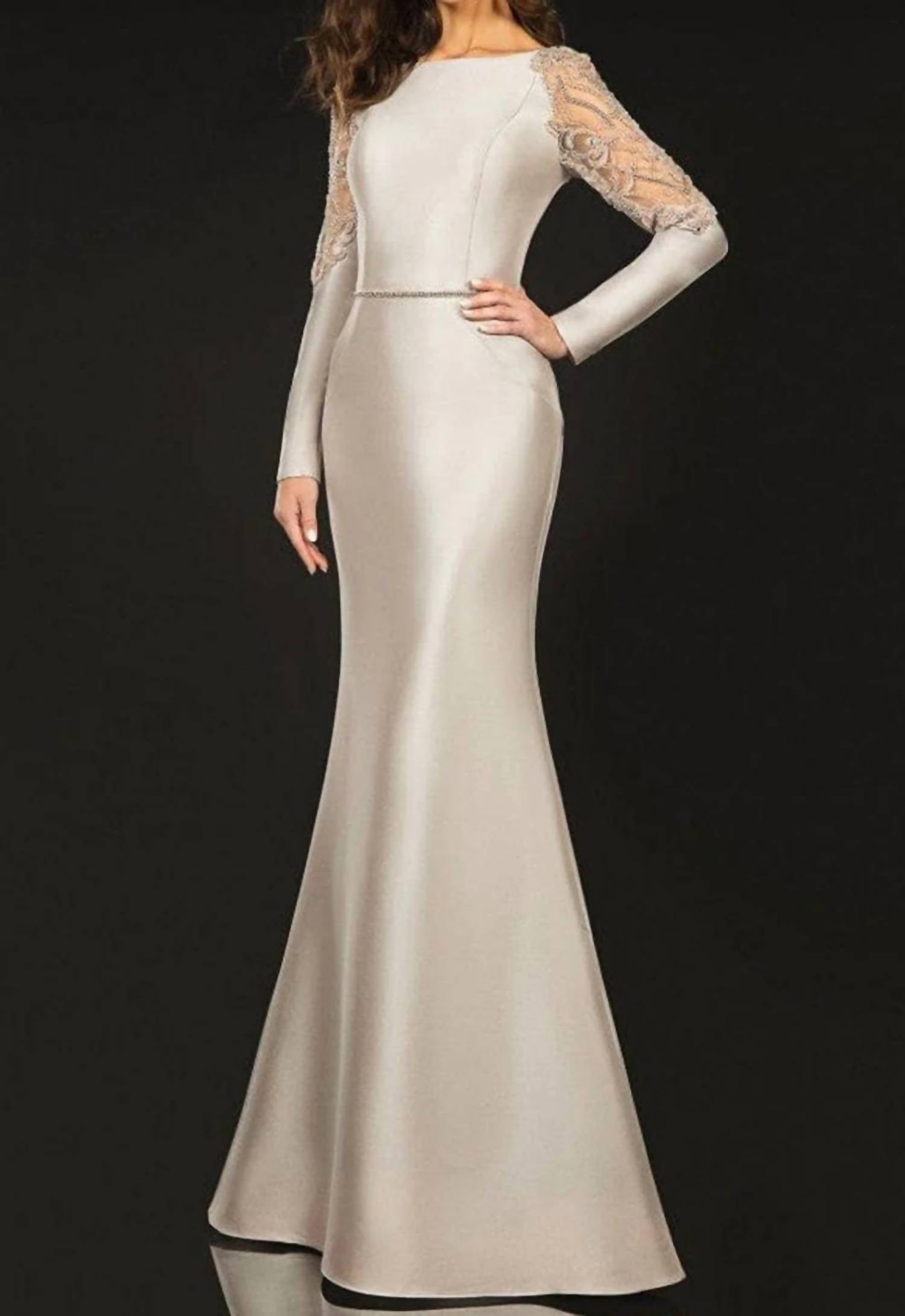 Terani Couture - Long-sleeve Mermaid Sheath Evening Gown