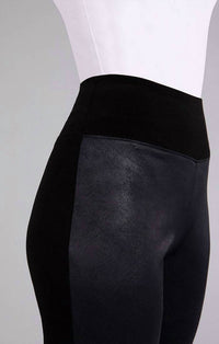 Sympli Women's Mix Narrow Pant in black fux - women's pants - detail view