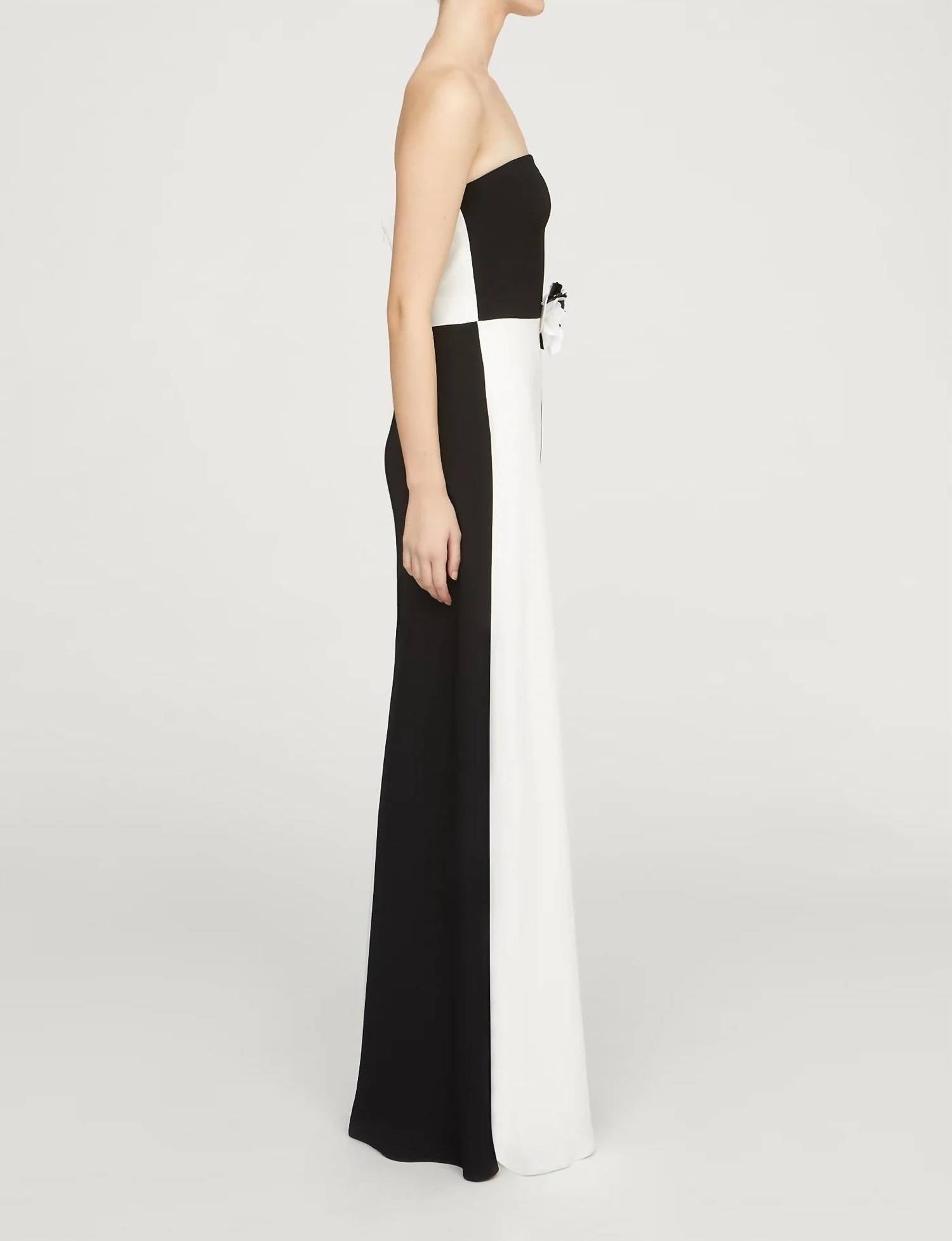 Halston Heritage - Cassia Crepe Color Block Gown