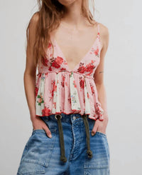Free People Tillie Ruched Top in pink combo - women's shirt