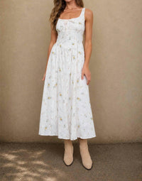 Blu Pepper - Floral Eyelet Tie Front Corset Midi Dress