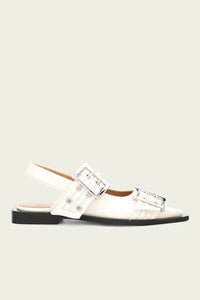 Ganni - Women's Feminine Buckle Ballerina Naplack Sandal