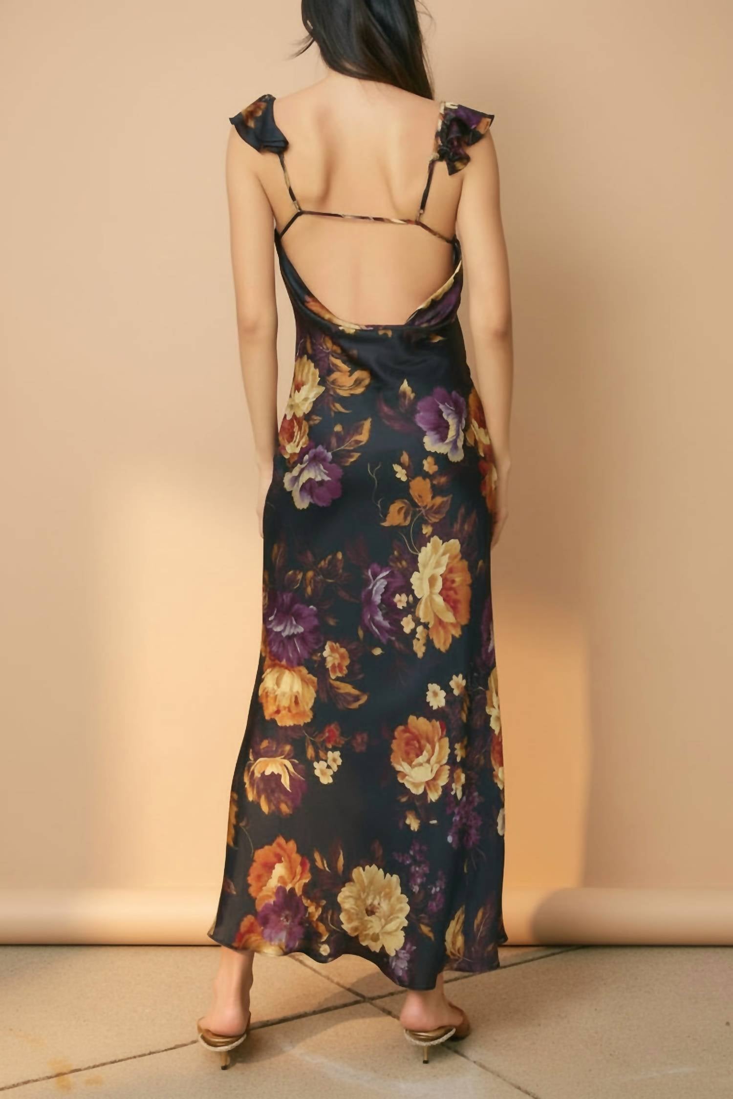 Dress Forum - Flutter Sleeve Low Back Maxi Dress