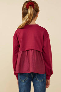 Hayden Girls - Girl's Mix Media French Terry Knit Top