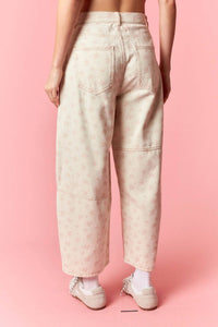Peach Love - Ditsy Floral Barrel Pants