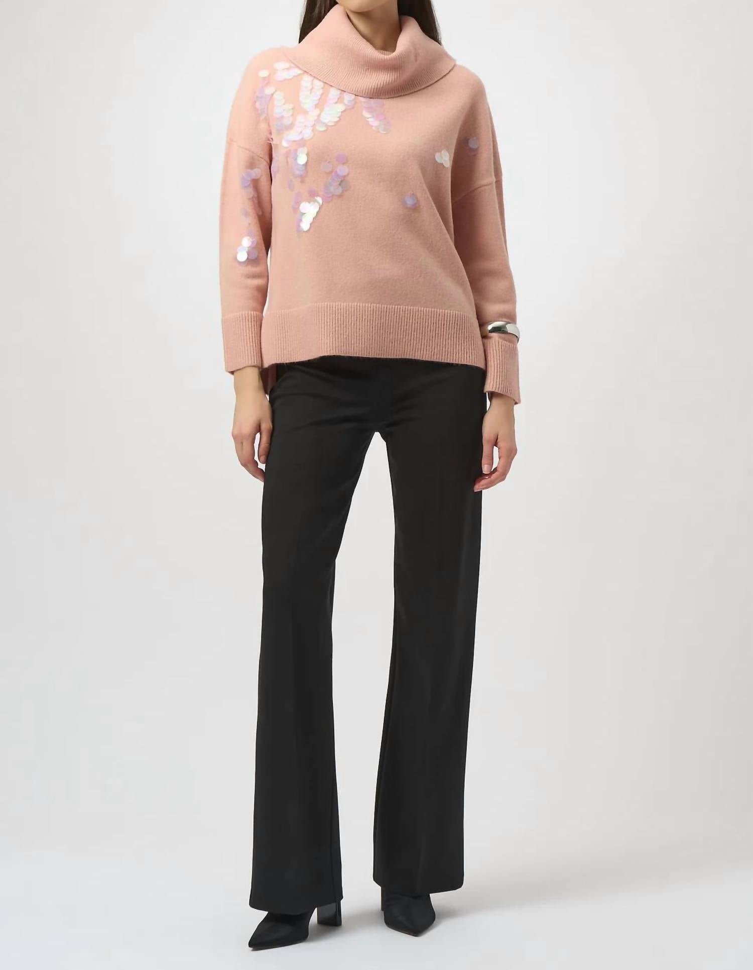 Joseph Ribkoff - Sequined Turtleneck Pullover Sweater