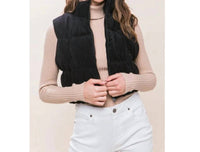 Love Tree - Corduroy Zip Up Puffer Vest with Pockets