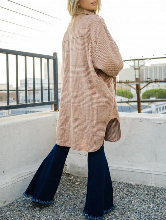 HOUNDSTOOTH BRUSHED SHIRT-JACKET