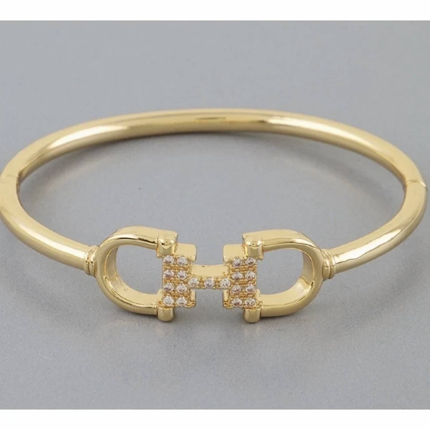 3Am By H&D Accessories - Women's Crystal Horse Bit Link Bangle Bracelet