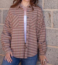 Hem & Thread Take It From Me Flannel Shirt in brown - women's shirt - alternate view