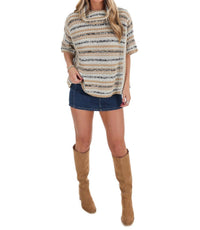 Ee:Some - Cozy Lane Striped Turtleneck Sweater