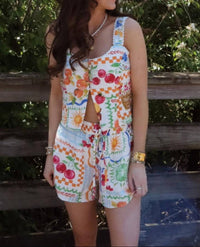 Dress Forum - Summer Picnic Print Shorts & Tank Top Set