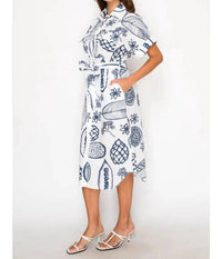 Meet Me In Santorini - B&W Shirt Dress