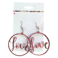 Southern Attitude - Women's Glittery Love Hoop Earrings