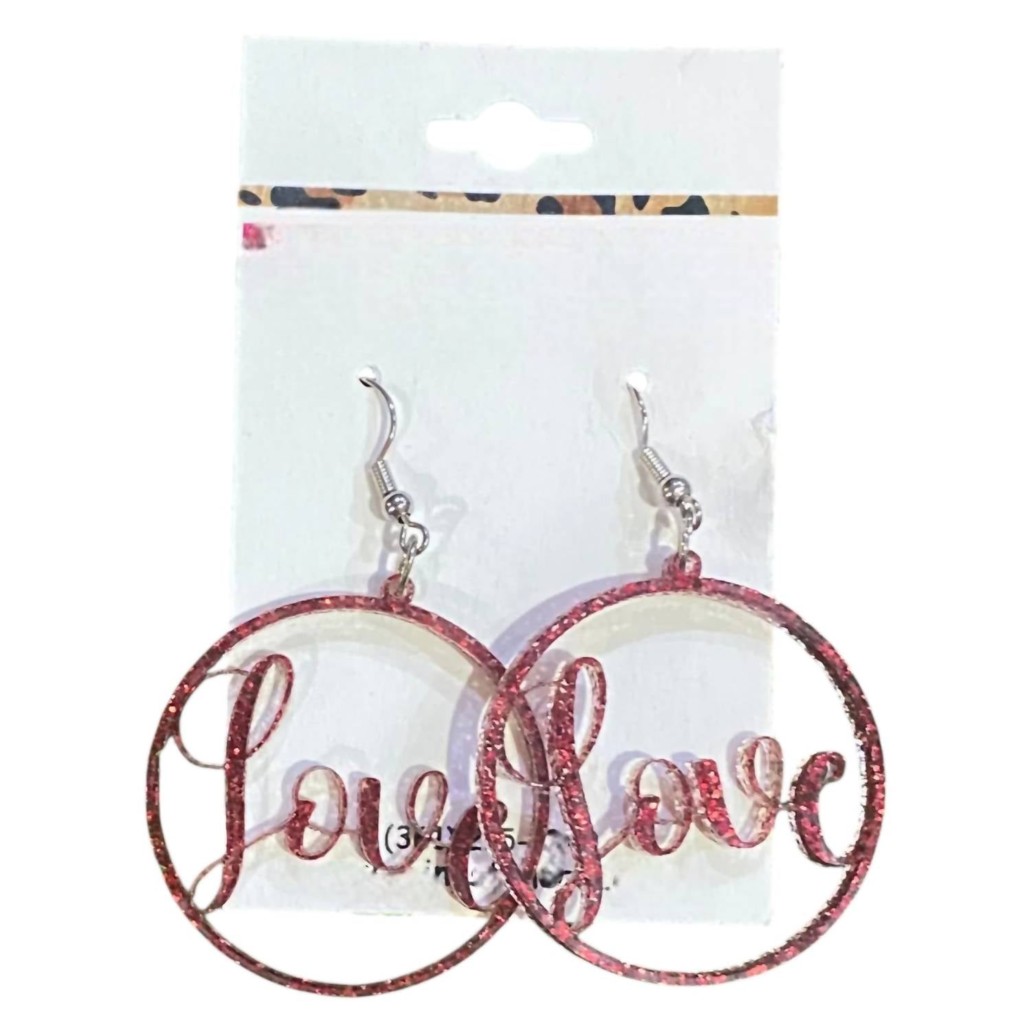 Southern Attitude - Women's Glittery Love Hoop Earrings