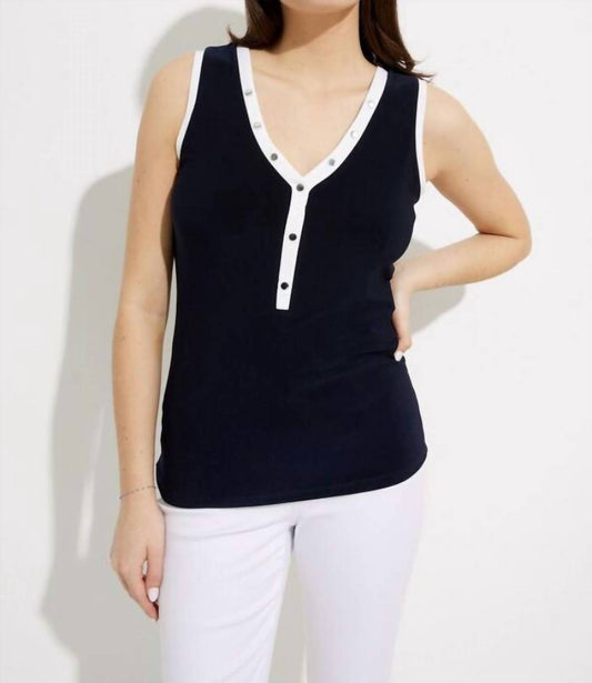 Contrast Trim Sleeveless Top