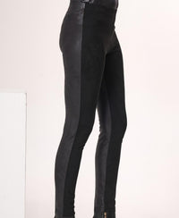 Angel Apparel Vegan Leather And Suede Combo Pants in black - women's pants