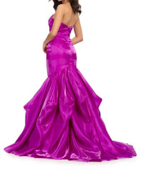 ASHLEYlauren Strapless Shiny Organza Gown in purple - women's dress - detail view