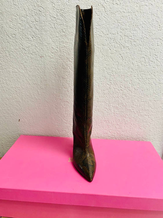 Paris Texas - Women's Python printed leather shaped knee boot