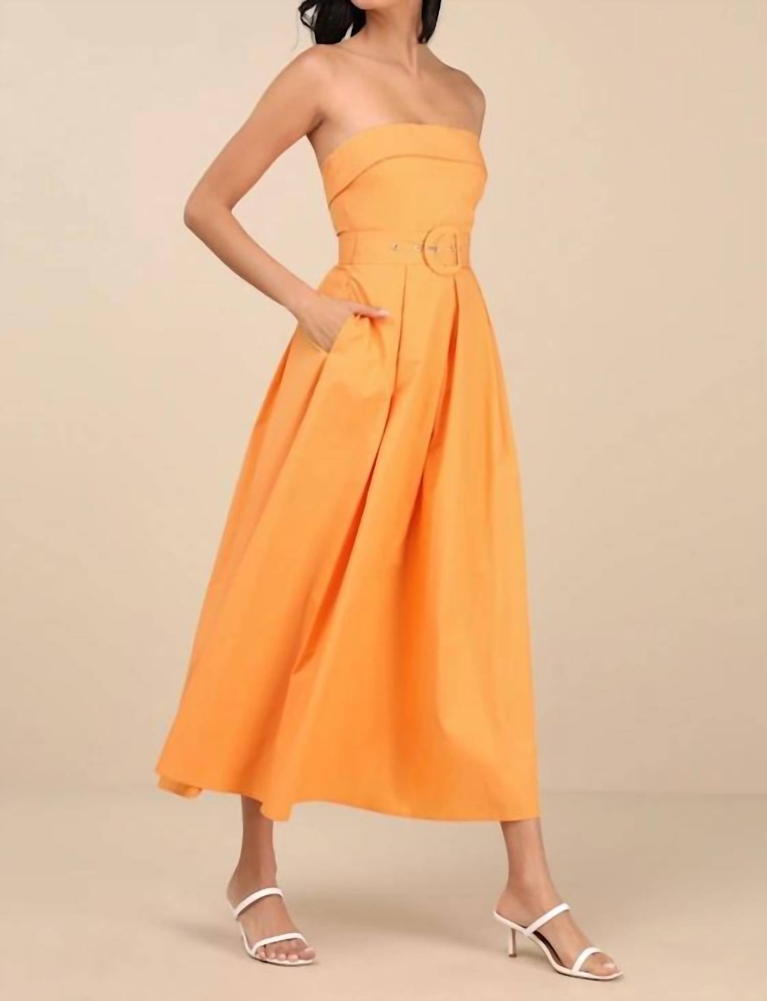 Lulus - Trendsetting Choice Strapless Midi Dress With Pockets