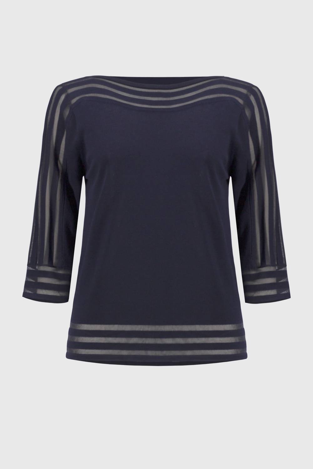 Joseph Ribkoff - Sweater Knit Pullover with Mesh Stripe Detail
