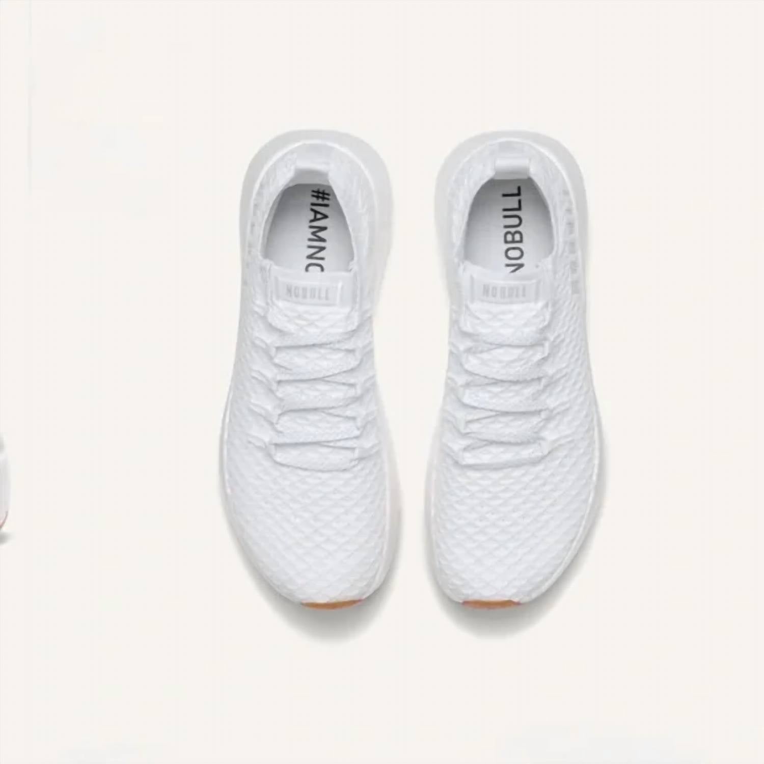 NOBULL Men's Knit Sc Runner Comfort Sneakers in white - men's sneaker - detail view
