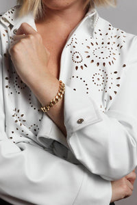 Marrin Costello Women's Queens Cuban Link Bracelet in gold - women's jewelry - detail view