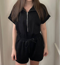Umgee - Luxknit Half Zip Tie Romper
