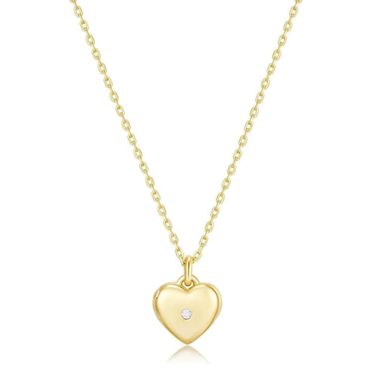 Eklexic - Women's Mini Heart Locket Necklace With Cubic Zirconia