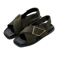 CLOSED Women's Suede Sandals in chino green - women's sandal - alternate view