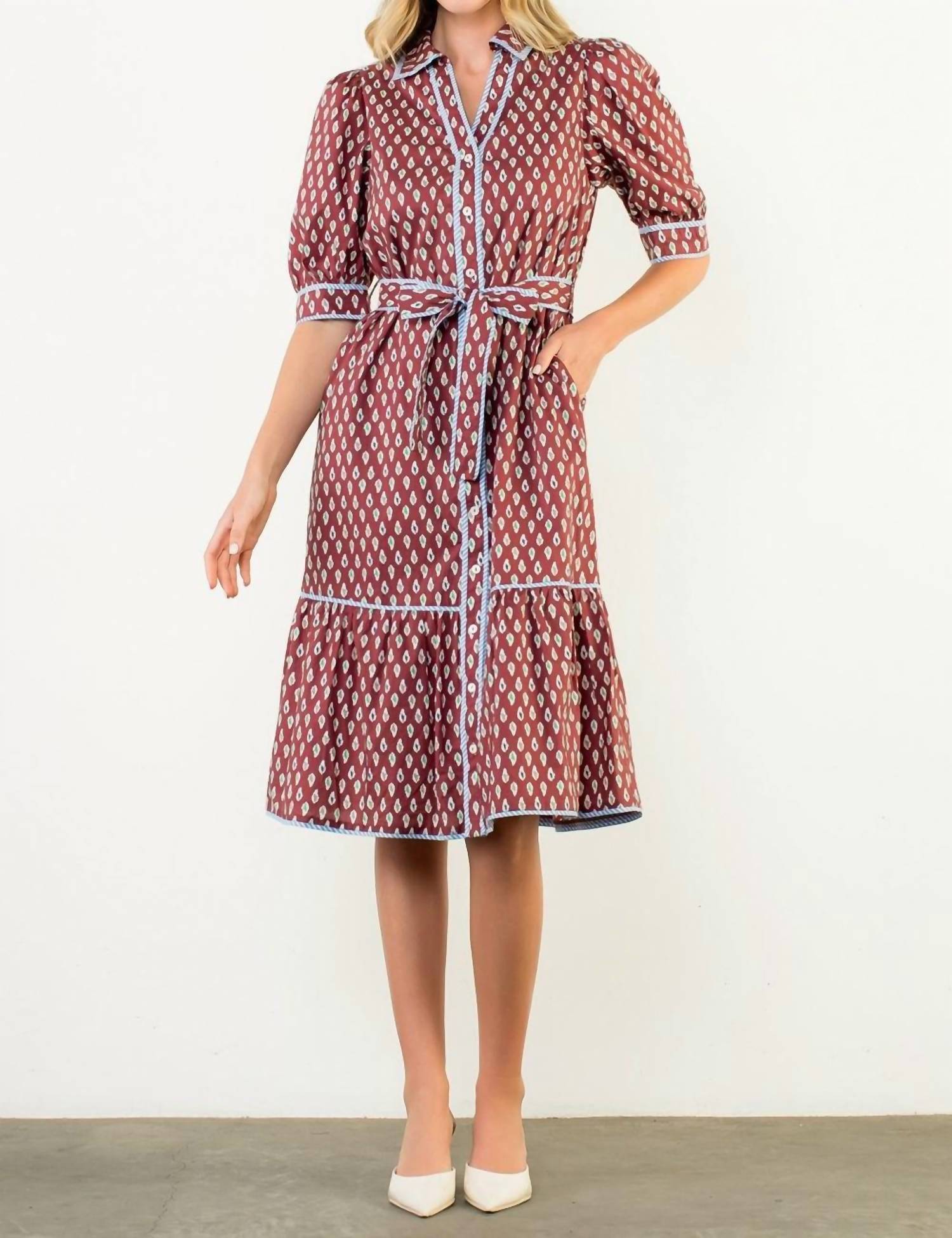 Thml - Puff Sleeve Button Front Dress