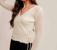 Hem & Thread - Pointelle Tie Waist Sweater