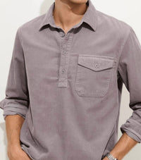 ALEX MILL Carter Popover Shirt in grey lilac - men's shirt - detail view
