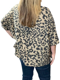 Honeyme - Leopard Cowl Neck Poncho
