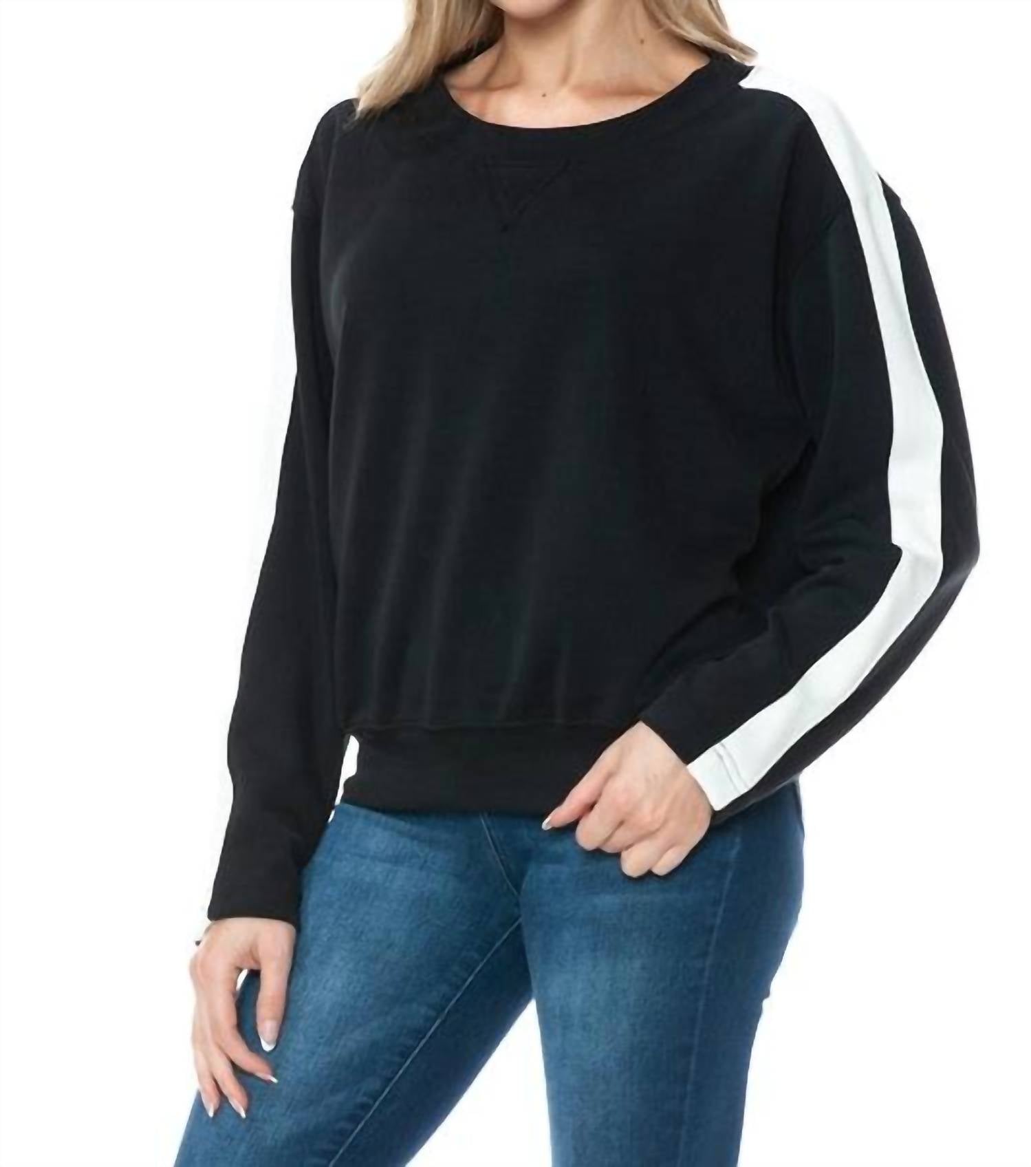 ariella Crewneck Long Sleeve Top in black - women's long sleeve top - alternate view