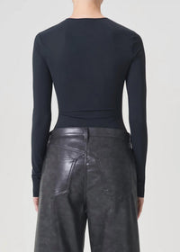AGOLDE Aura Long Sleeves Bodysuit in granite - women's shirt - alternate view