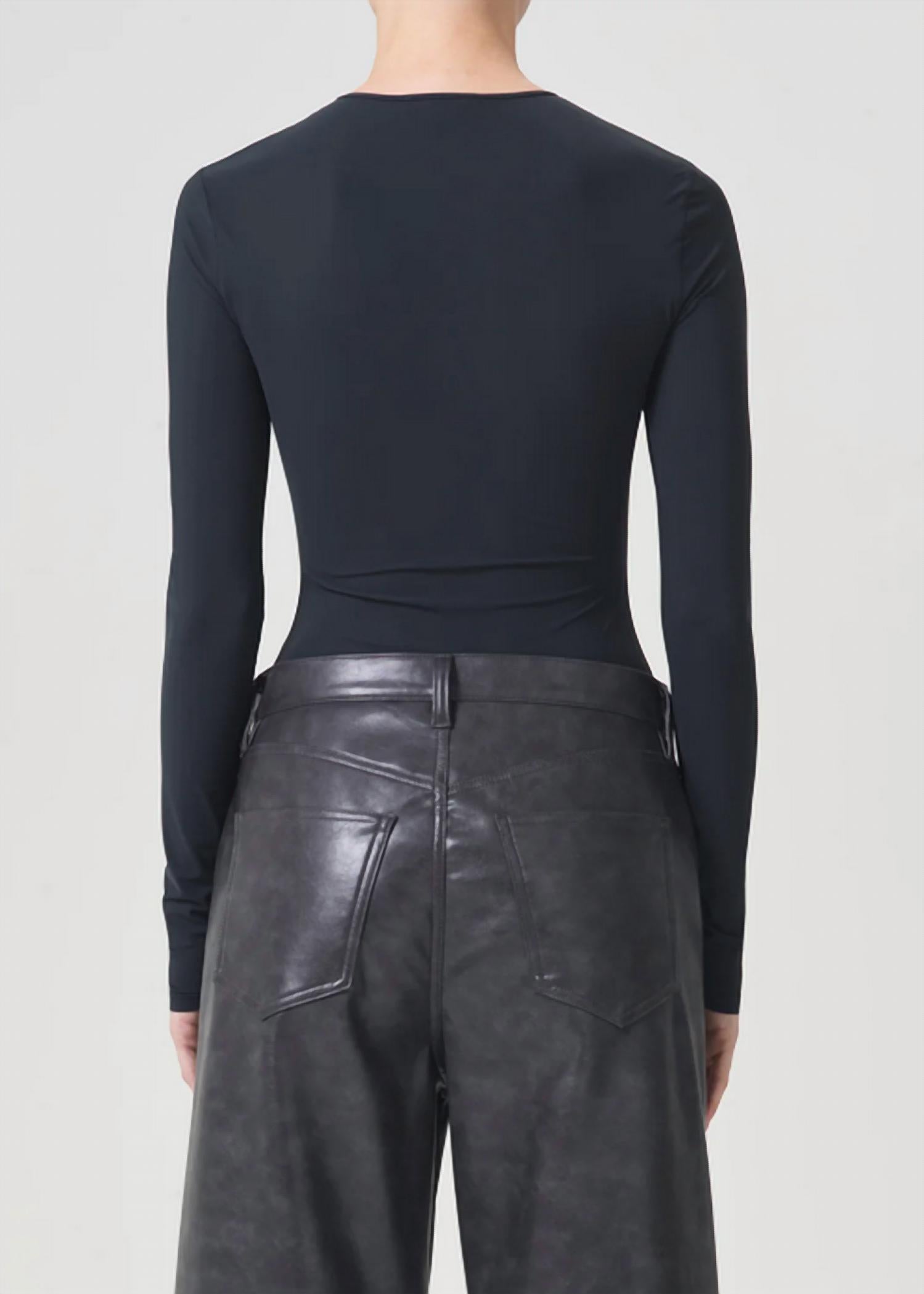 AGOLDE Aura Long Sleeves Bodysuit in granite - women's shirt - alternate view