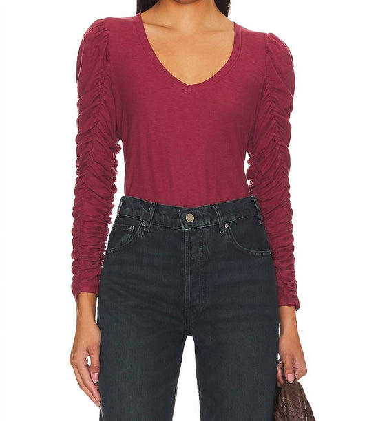 Nation Ltd - Renee Shirred Sleeve V-neck Top