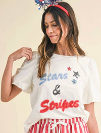 Anniewear - Hand Drawing Lettering Bubble Sleeve Knit Top