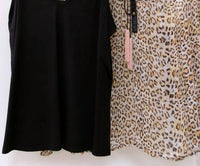 Aratta Chiffon Blouse with Beaded Tassel Detail and Matching Cami Set in brown cheetah print - women's sleepwear - view 4