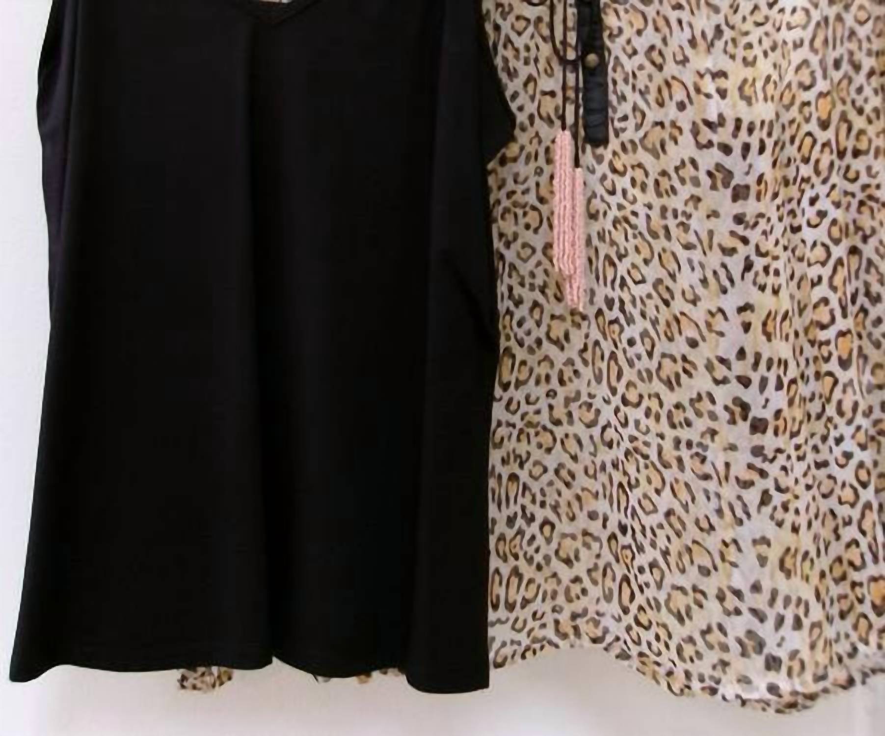 Aratta Chiffon Blouse with Beaded Tassel Detail and Matching Cami Set in brown cheetah print - women's sleepwear - view 4