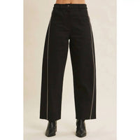 In February Zora Piped Twill Pants in black - women's pants - detail view