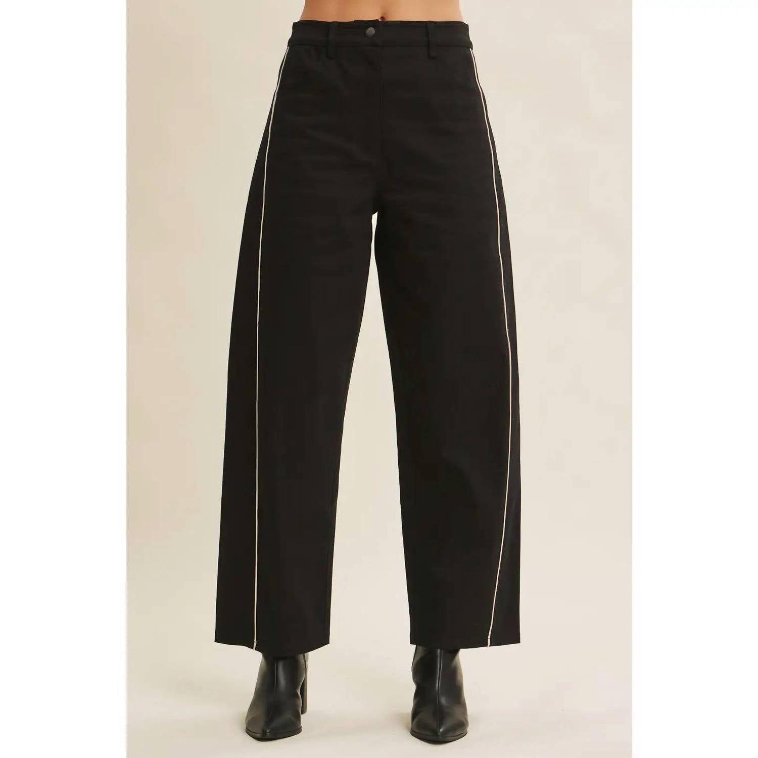 In February Zora Piped Twill Pants in black - women's pants - detail view