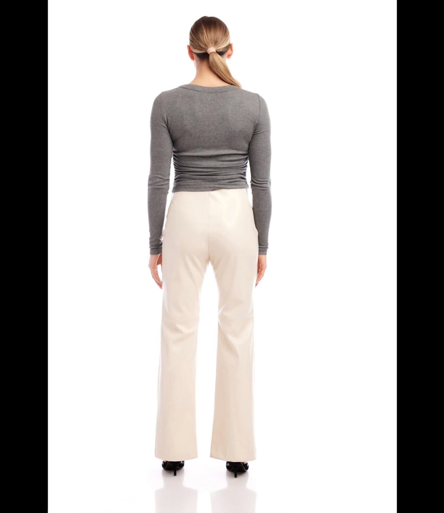 Fifteen Twenty Finley Wide Leg Pant in ecru - women's pants - detail view