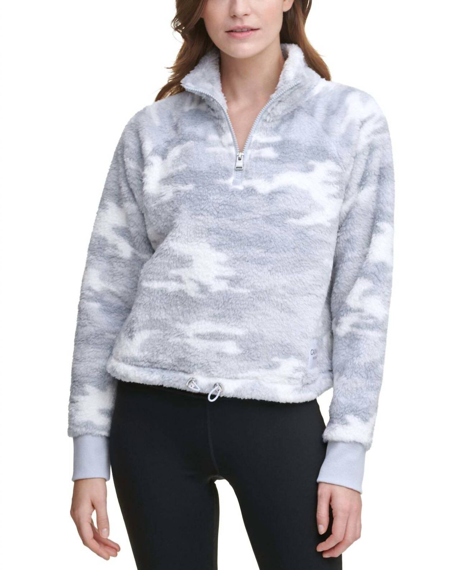 Calvin Klein - Performance Printed Quarter-Zip Cropped Top