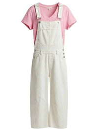 Sadie & Sage Women's Teacup Barrel Leg Overalls in white - women's jeans